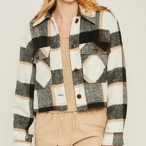 Plaid Cropped Pocket Shacket